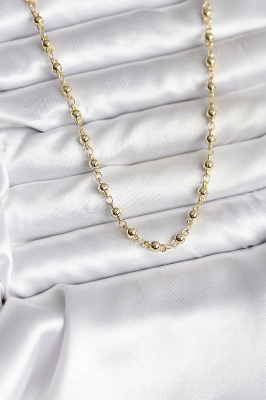 Mey İthalat® 14K Gold Renk Kaplama Topçuklu Zincir Model CM Kadın Kolye