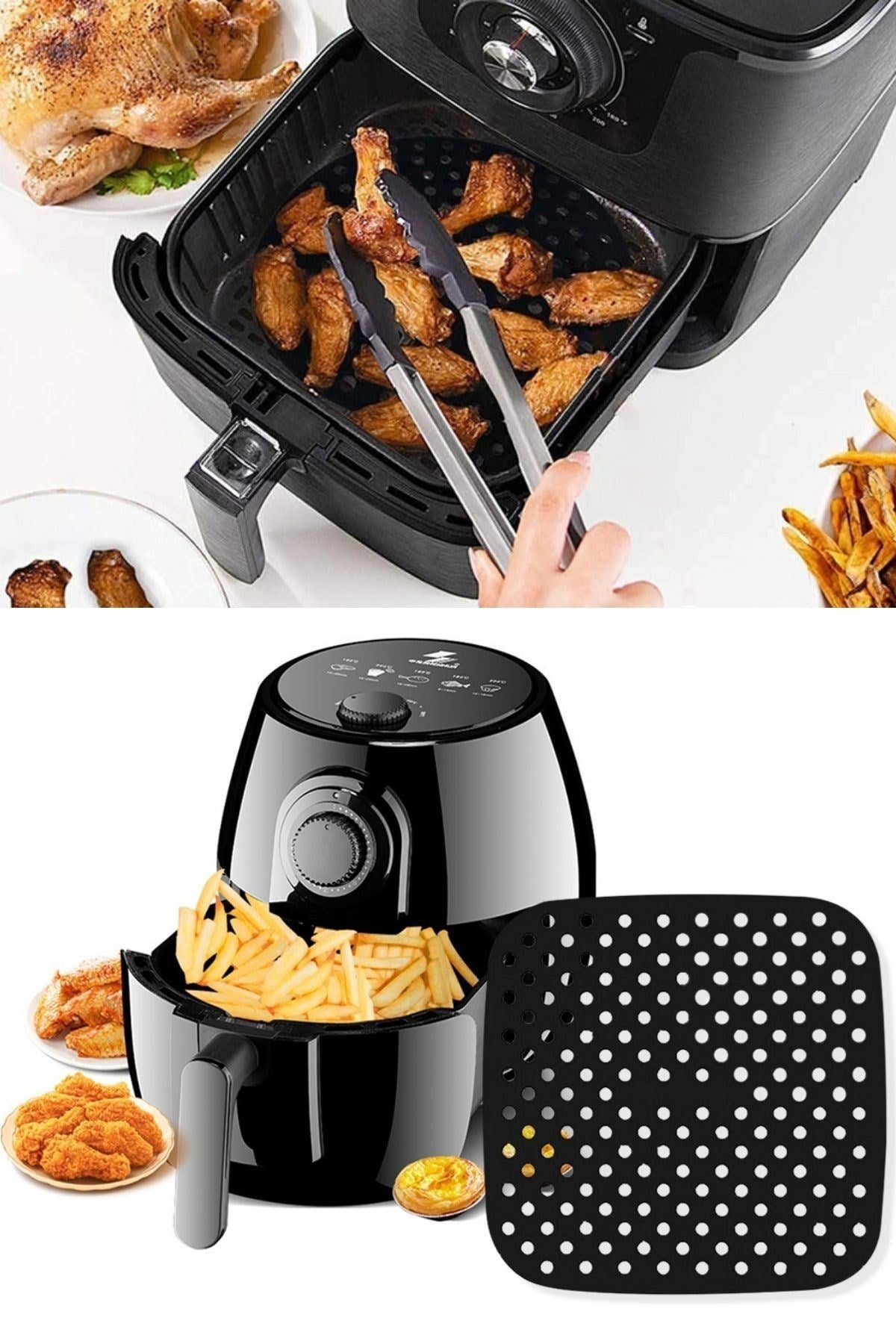 Starixa® Siyah Isıya Dayanıklı Yıkanılabilir Silikon Fırın Ve Airfryer Kare Model Pişirme Matı 21,5 Cm