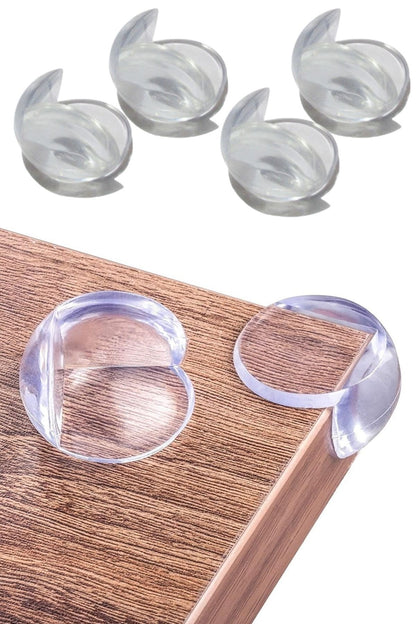 Starixa® Bebek Çocuk Yumuşak ve Esnek Dairesel Şeffaf Yapışkanlı Güvenlik Köşe Koruyucu (4 Adet)