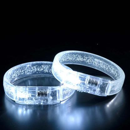 سوار مضيء ببطارية LED أبيض-فضي قابل للطباعة، عرض 1.5 سم (5347)