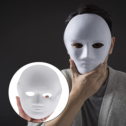 Beyaz Renk Boyanabilir Anonim Tam Yüz Cosplay Maske 24x18 cm (5347)