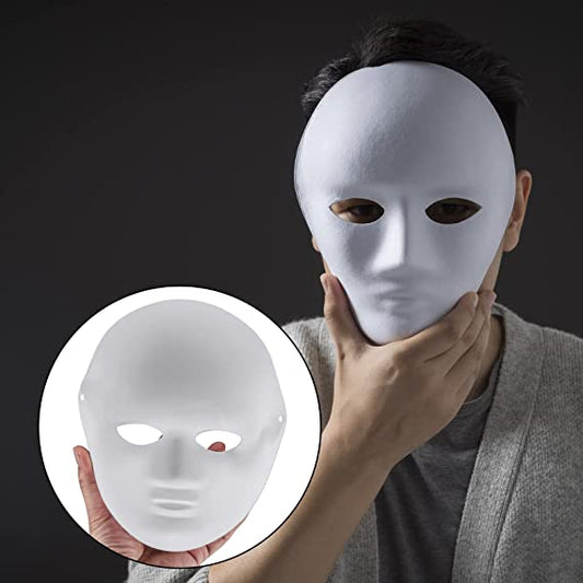 Beyaz Renk Boyanabilir Anonim Tam Yüz Cosplay Maske 24x18 cm (5347)
