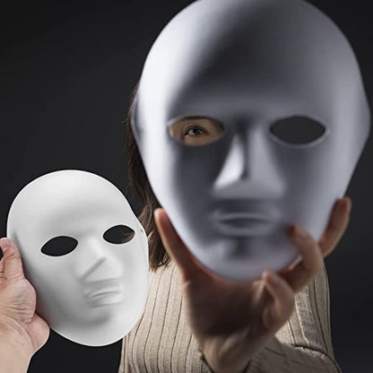 Beyaz Renk Boyanabilir Anonim Tam Yüz Cosplay Maske 24x18 cm (5347)