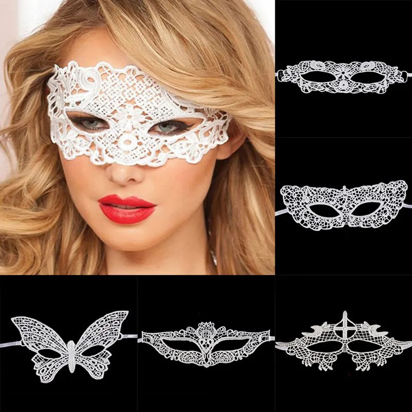 White Lace Cutout Ball Mask