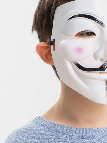 Beyaz Renk Pembe Yanaklı İthal V For Vendetta Maskesi (5347)