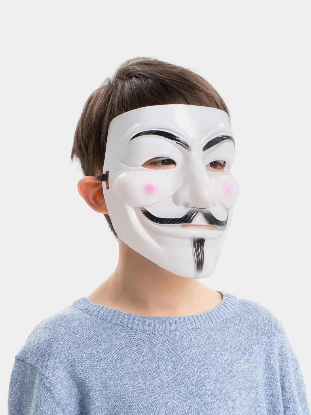 Beyaz Renk Pembe Yanaklı İthal V For Vendetta Maskesi (5347)