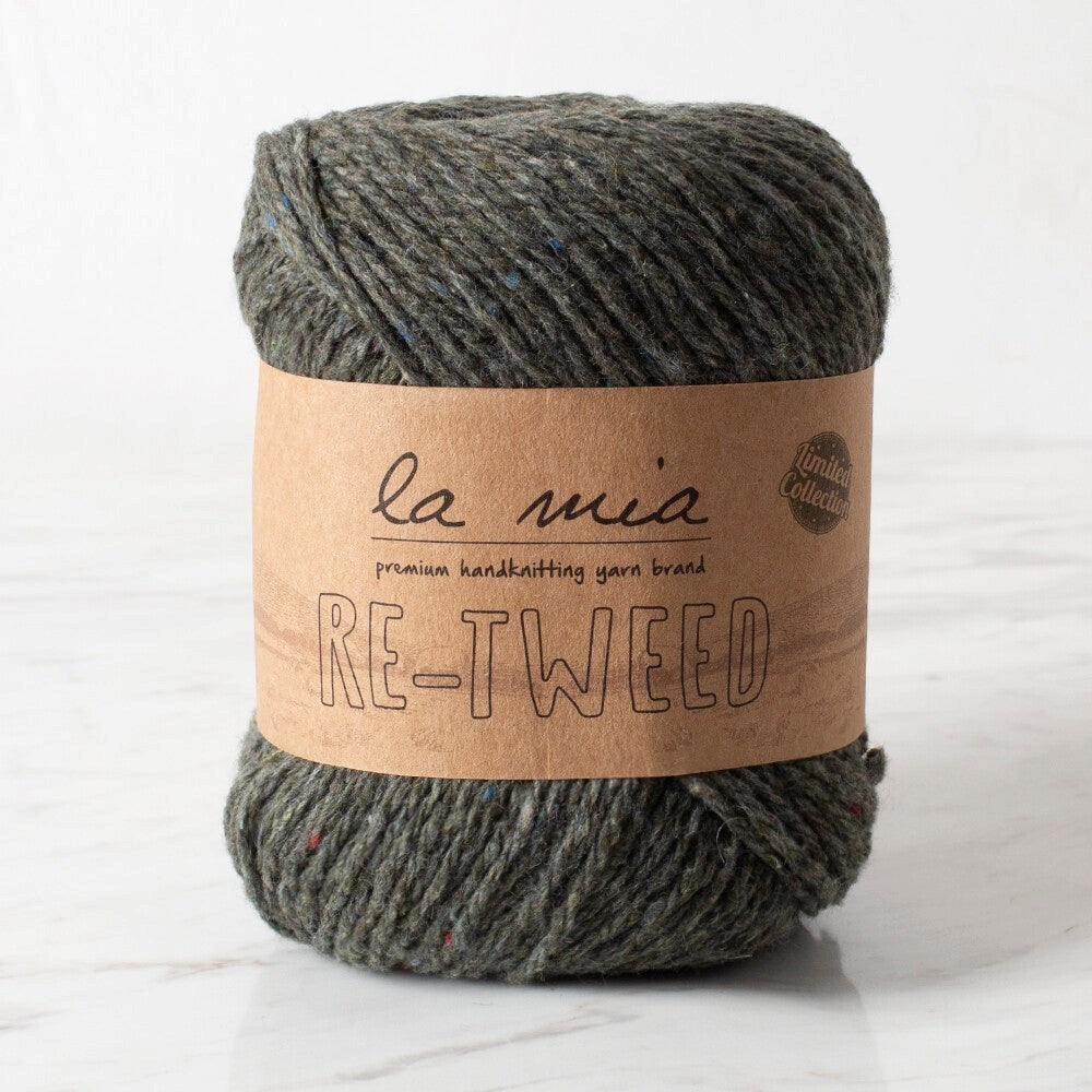 La Mia Re-Tweed خيط حياكة يدوي بلون أخضر مبرقش - L131 - 34405