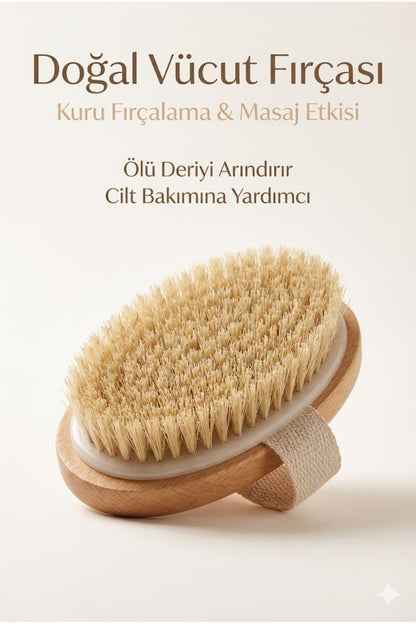 Doğal Vücut Fırçası - Kuru Fırçalama, Masaj ve Peeling Etkili Cilt Bakım Fırçası