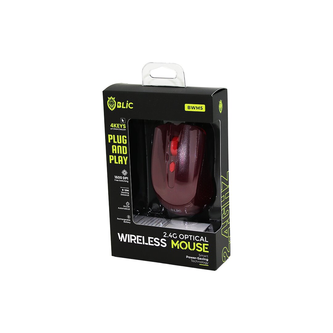 BORDO KABLOSUZ MOUSE 2.4G 8-10M DİSTANCE WİRELESS - KABLOSUZ 1600DPI OYUN FARE BWM-5 (5347)