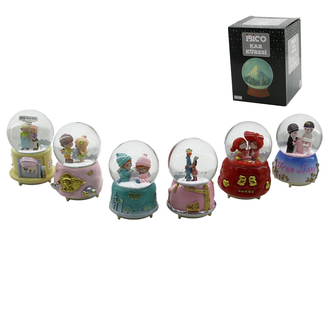 BÜYÜK BOY - 10CM PİLLİ - IŞIKLI MÜZİKLİ KAR KÜRESİ CAM İNSAN FİGÜRLÜ - DESEN MİX RENKLİ HERHANGİ BİR TANESİ GÖNDERİLİR (5347)