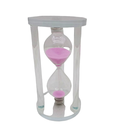 LARGE GLASS HOURGLASS WITH GLASS STAND 15 MINUTES - DIAMETER: 7.7CM-HEIGHT: 14.7CM (5347)