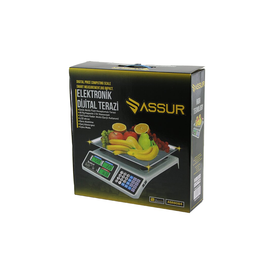 BÜYÜK DİJİTAL KARPUZ TERAZİ TARTI 40KG/2GR 7 FİYAT HAFIZASI FİŞ ŞARJLI ACS-809T (5347)