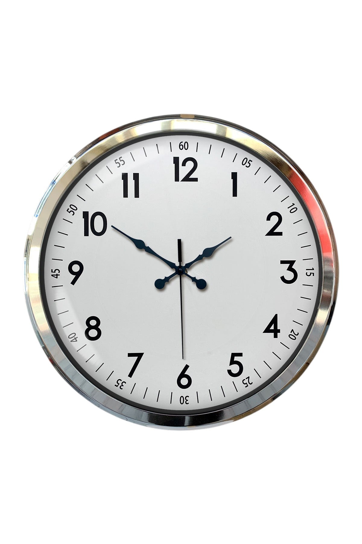Sade Ve Şık Krom 52 Cm Metal Dekoratif Duvar Saati
