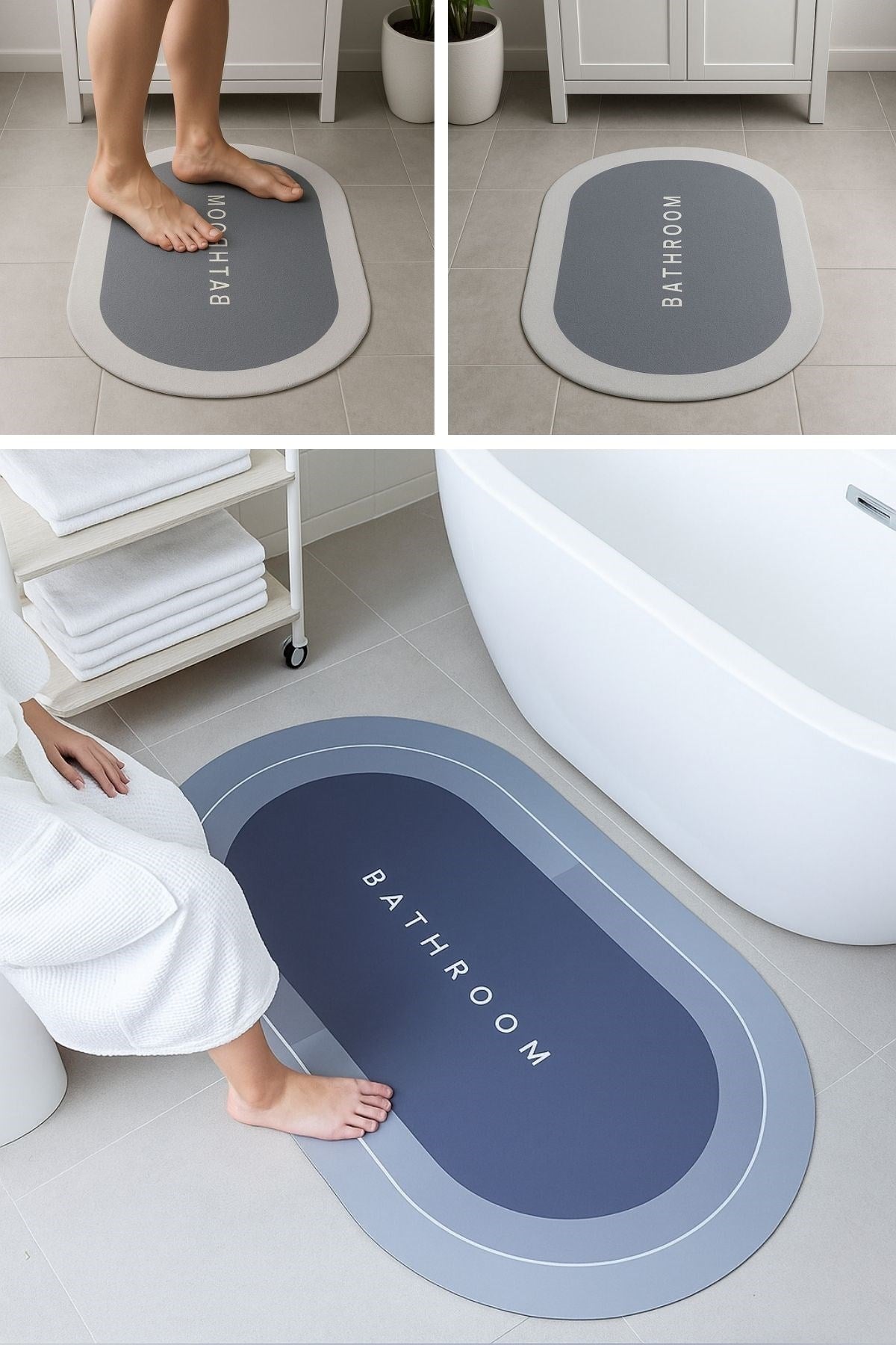 Starixa® Sihirli Süper Su Emici Kaymaz Tabanlı Oval Paspas 40*60 cm