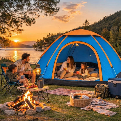 Starixa® 3 Kişilik Yarı Otomatik Kurulum Kamp Çadırı - Suya Dayanıklı, Taşıma Çantalı Outdoor Aile Çadırı, Piknik, Plaj ve Doğa 200x150x110 cm