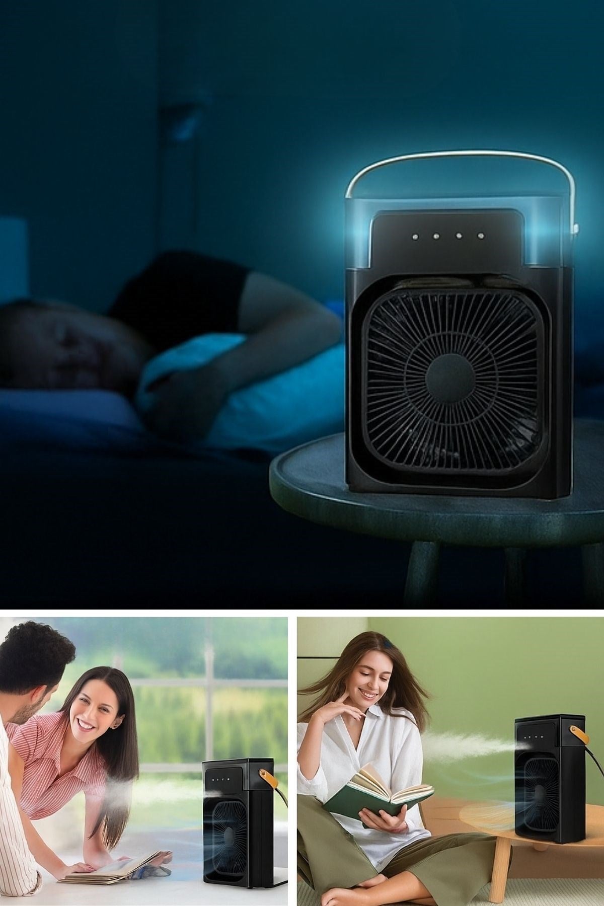 Starixa® Taşınabilir 3 Farklı Mod Ayarlı 7 Farklı Led Işıklı Sulu Soğutmalı Taşınabilir Masaüstü USB Fan Vantilatör