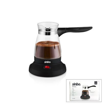 CAM ELEKTRİKLİ CEZVE TÜRK KAHVE MAKİNESİ - 5FİNCAN=500ML KABLOSUZ KULLANIM- 360°DÖNER 600W SCM-2981 (5347)