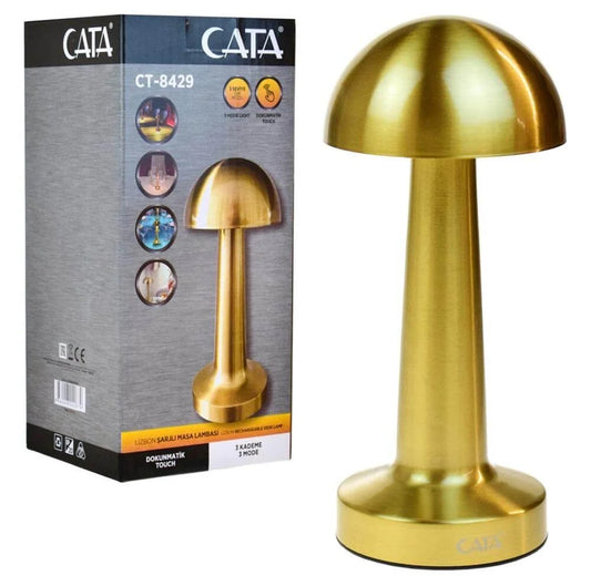 GOLD Mushroom Lamp CT-8429 Lisbon 3-Color Rechargeable Table Lamp (5347)