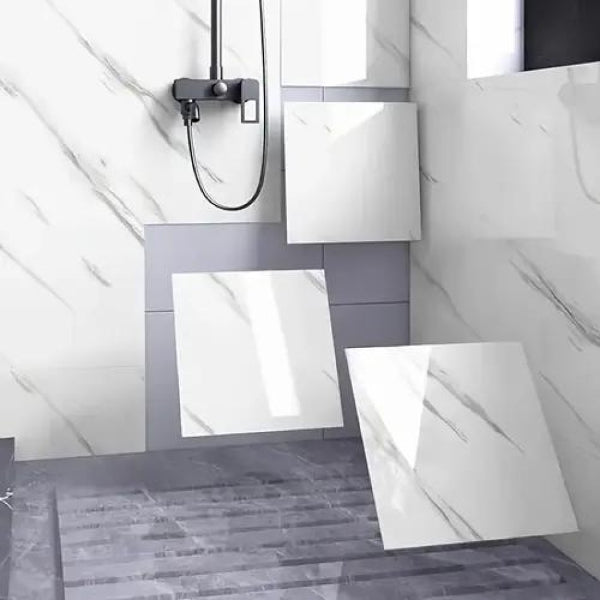 White Marble Pattern Aluminum Plastic Wall Sticker (30x30)