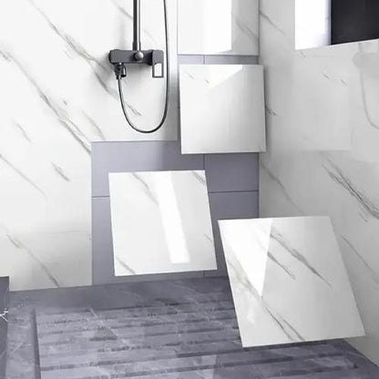 White Marble Pattern Aluminum Plastic Wall Sticker (30x30)
