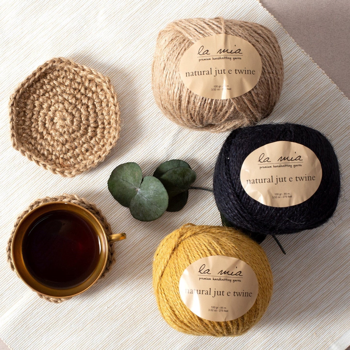 La Mia Natural Jute Twine 100g Burgundy Jute Yarn - L211 - 34105