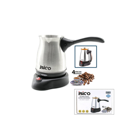 ÇELİK ELEKTRİKLİ CEZVE TÜRK KAHVE MAKİNESİ - 4FİNCAN=400ML KABLOSUZ KULLANIM- 360°DÖNER 600W MTF-002 (5347)