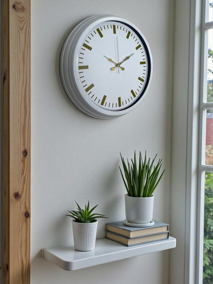 Beyaz Zarafet 40 Cm Metal Duvar Saati