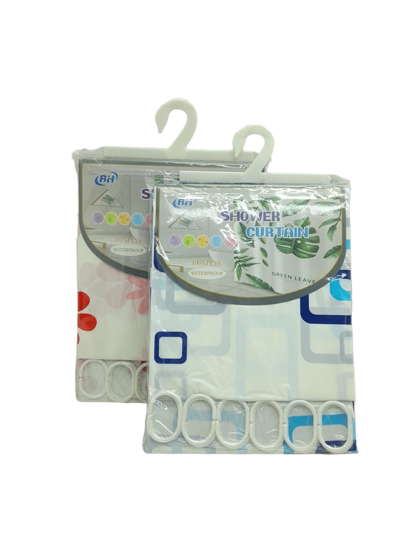 ÇİF KANAT PVC BANYO PERDESİ 2  PARÇA  X 90X180CM - 12 HALKALI (5347)
