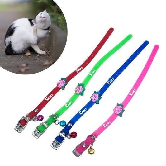 Colorful Rattle Bell Cute Silicone Cat Dog Collar (5347)