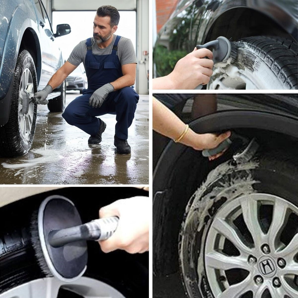 Çok Amaçlı Araç Temizlik Fırçası - Oto İç ve Dış Yüzeyler, Koltuk, Halı, Torpido ve Jant İçin Ergonomik Temizlik Fırçası (5347)