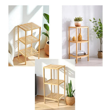ÇOK AMAÇLI RAF - ORGANİZER 3 KATLI AHŞAP - BAMBU 36X32X80CM (5347)