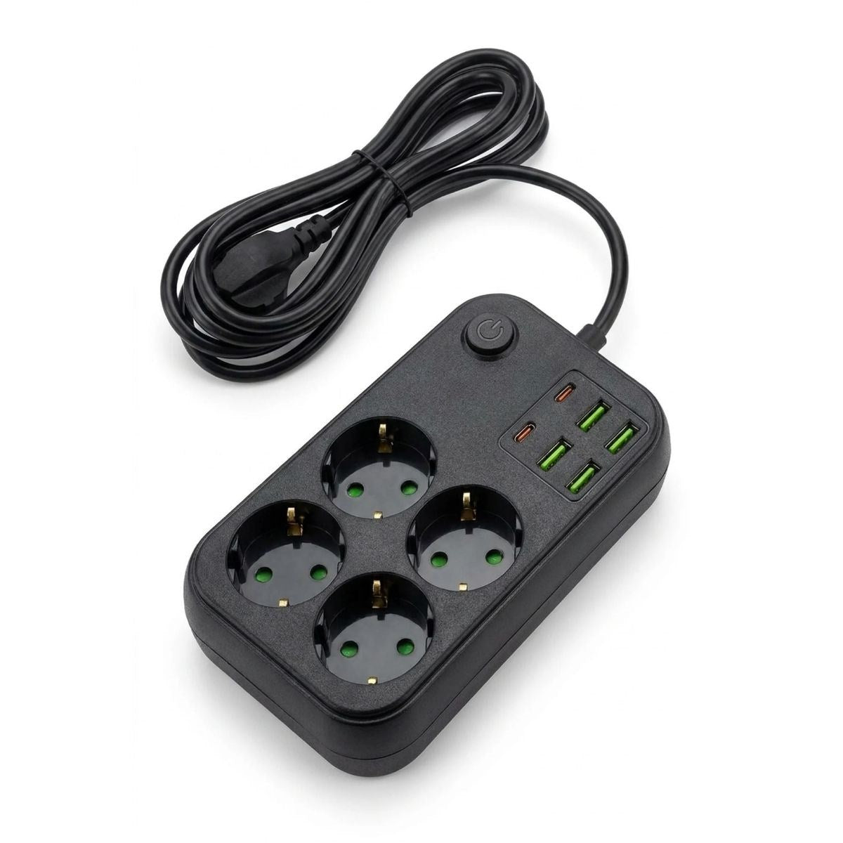 Çoklu Priz Uzatma Kablosu 4 Soket + 4 USB + 2 Type-C - Termal Akım Korumalı, Isıya Dayanıklı, Çocuk Korumalı Güvenli Priz 100-250V (5347)