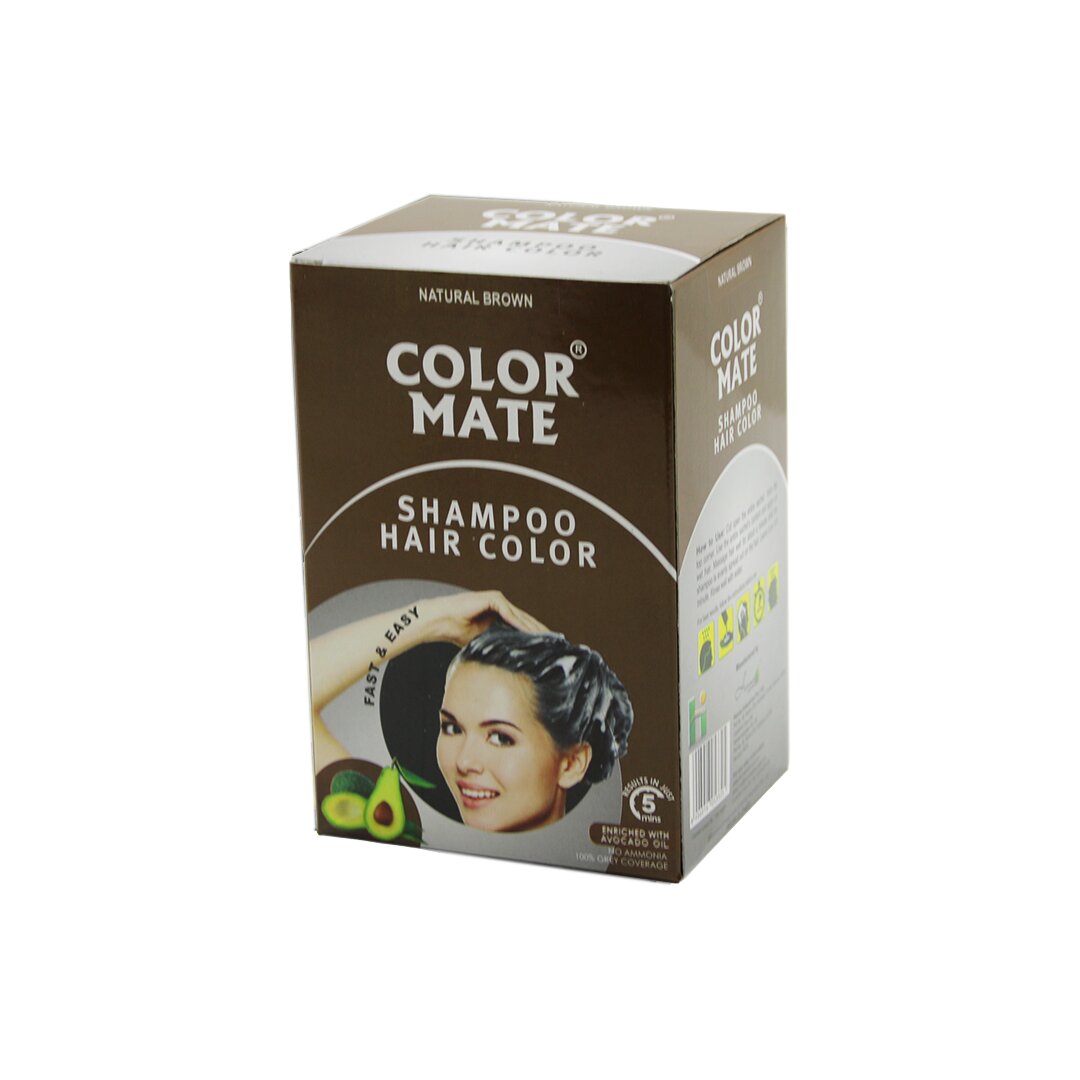 COLOR MATE 10 قطع شامبو صبغ الشعر البني (5347)