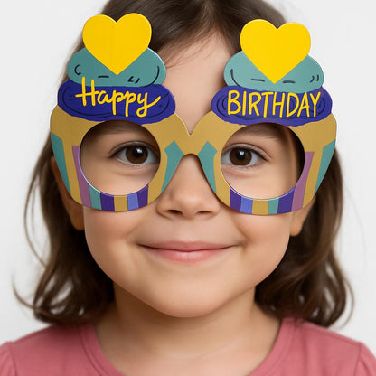 Cupcake Themed Birthday Colorful Cardboard Happy Birthday Glasses 6 Pieces