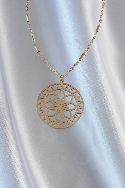 Mey İthalat® 316L Çelik Zincir Gold Renk Lotus Model Kolye