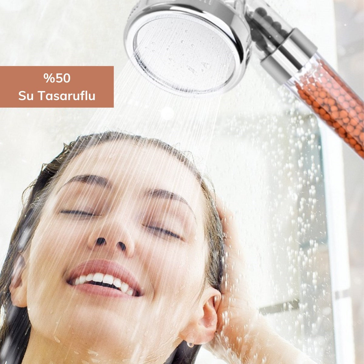 Starixa® %50 Su Tasarruflu ve Arıtmalı Doğal Taşlı Banyo El Duş Başlığı