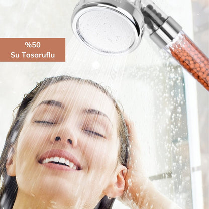 Starixa® %50 Su Tasarruflu ve Arıtmalı Doğal Taşlı Banyo El Duş Başlığı