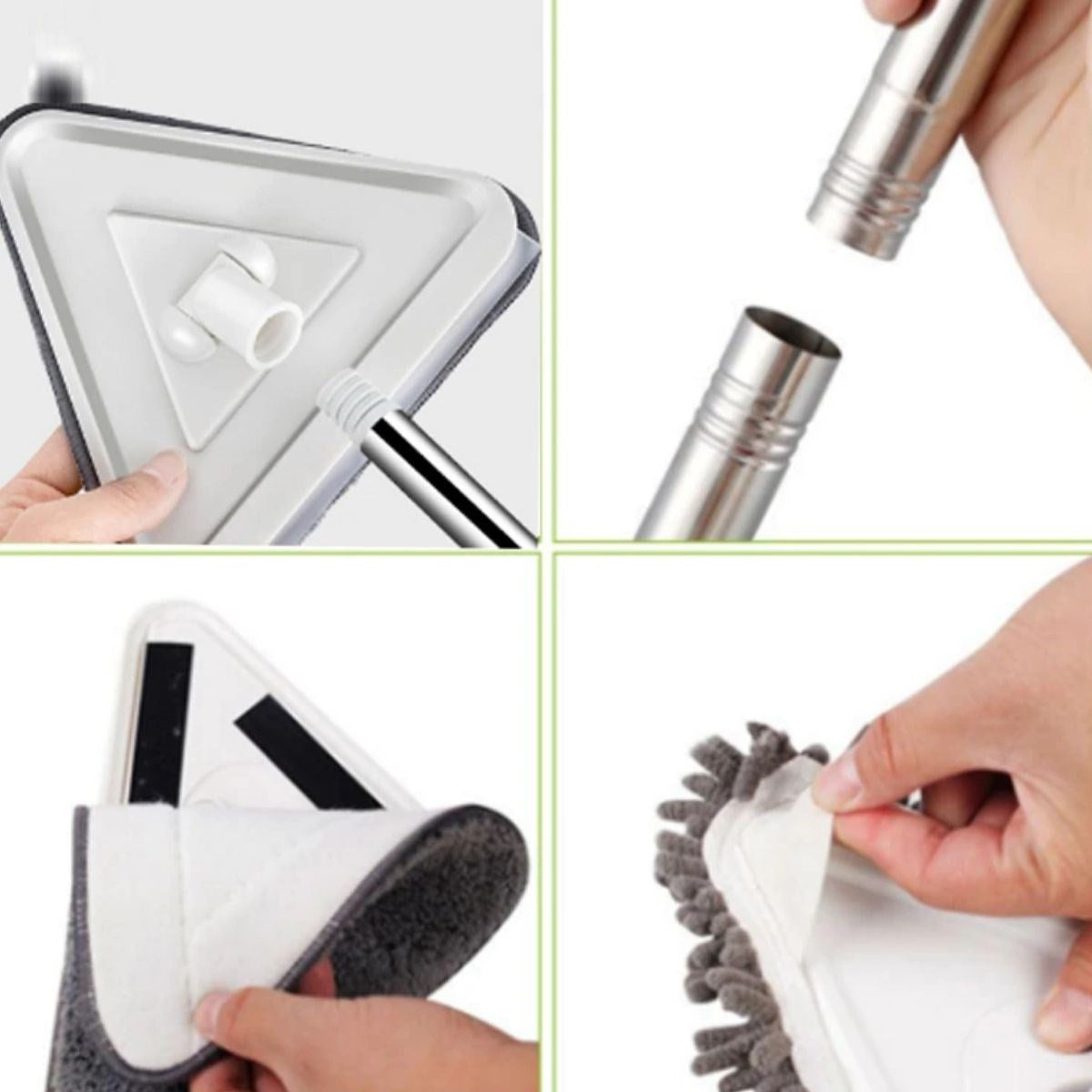 Starixa® Teleskopik Saplı 150 cm Üçgen Mop Cam Duvar Tavan Fayans Parke Temizleyici Mop
