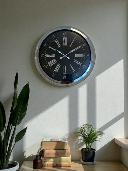 Dark Elegance 40 Cm Metal Krom Duvar Saati