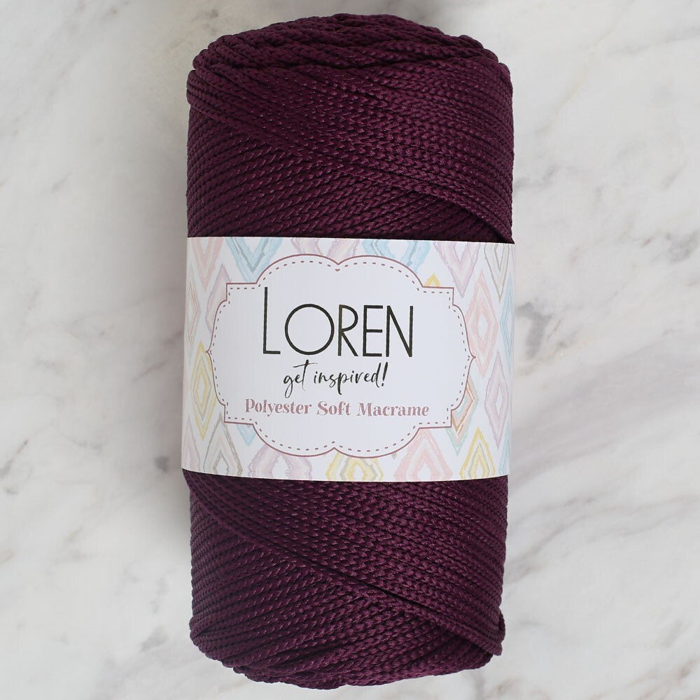 Loren Polyester Soft Makrome باذنجاني بنفسجي خيط حياكة يدوية - LM038 - 34443
