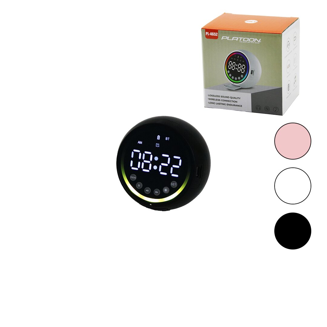 DİJİTAL SAAT - BLUETOOTH WİRELESS MİNİ HOPARLÖR SPEAKER USB ŞARJLI - IŞIKLI 5W PL-4652 (5347)