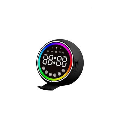 DİJİTAL SAAT - BLUETOOTH WİRELESS MİNİ HOPARLÖR SPEAKER USB ŞARJLI - IŞIKLI 5W PL-4652 (5347)