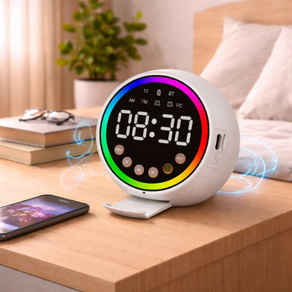 DİJİTAL SAAT - BLUETOOTH WİRELESS MİNİ HOPARLÖR SPEAKER USB ŞARJLI - IŞIKLI 5W PL-4652 (5347)