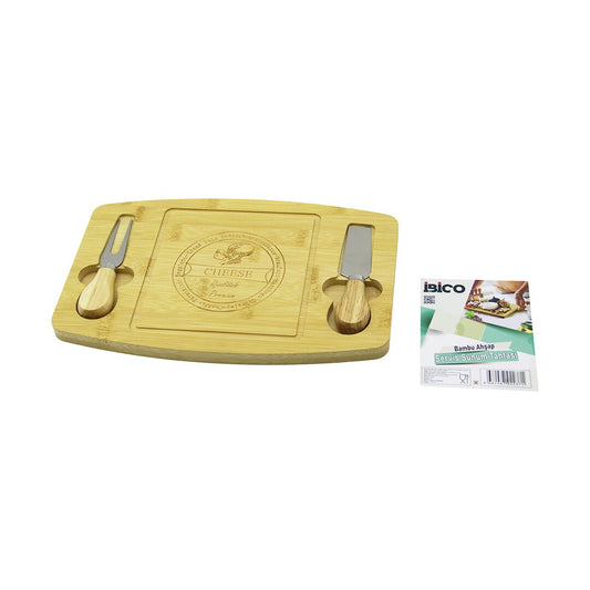 DİKDÖRTGEN - BOMBELİ KENAR2-BIÇAK=SAĞ-SOL AHŞAP BAMBUKAHVALTI PEYNİR SUNUM PANO BIÇAK=AHŞAP SAPLI19X28.7X1.4CM (5347)