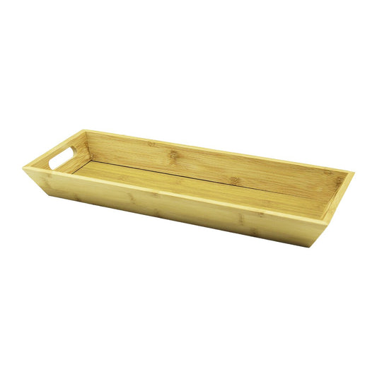 DİKDÖRTGEN ÇİFT KULPLU AHŞAP BAMBU SUNUM TEPSİSİ =16X40CM - DERİN=4CM (5347)