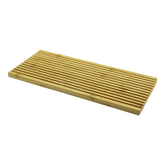DİKDÖRTGEN ÇİFT TARAFLI=DÜZ - DALGALI OYUK KANALLI AHŞAP BAMBU SUNUM TEPSİ 17X39X1.5CM (5347)