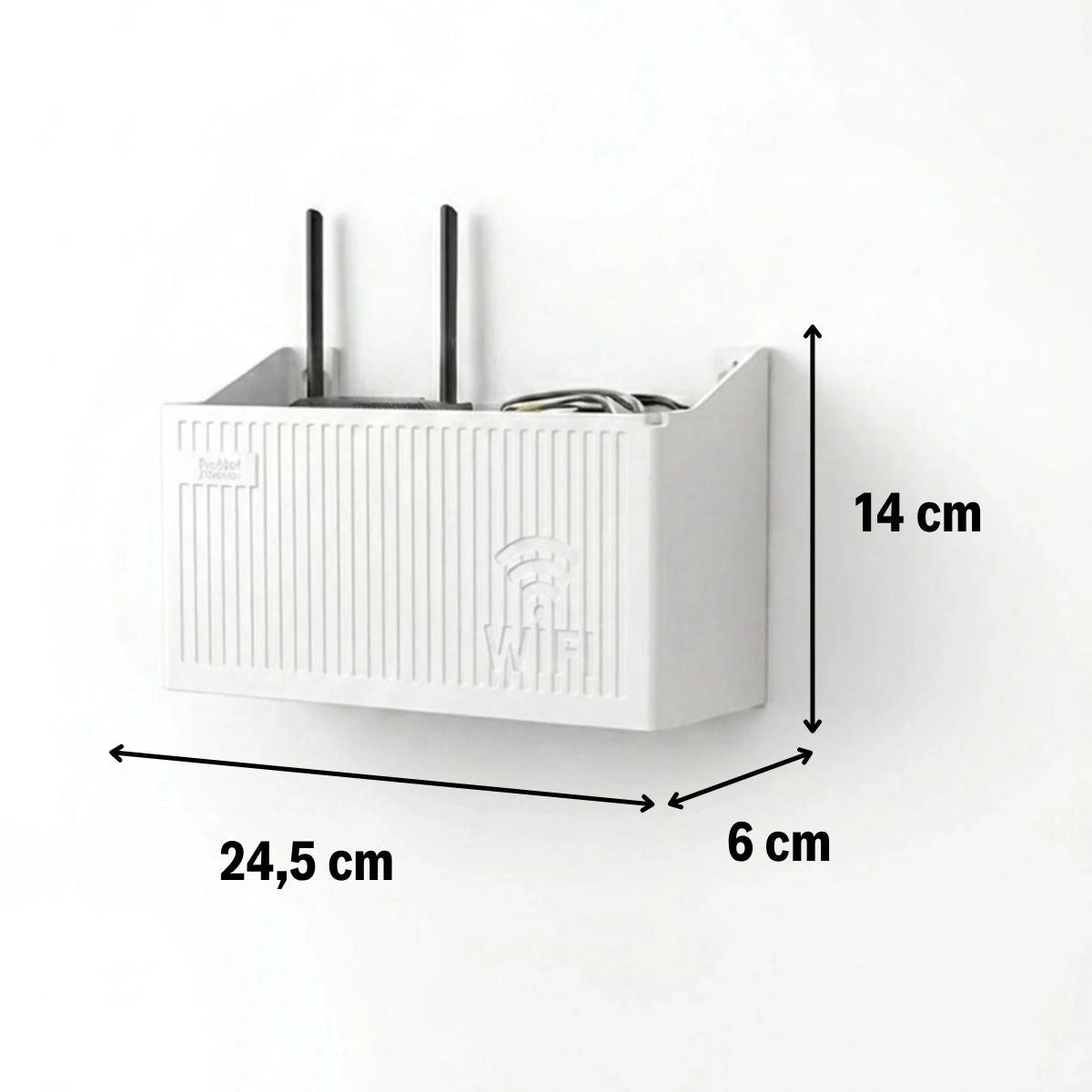 Duvar Tipi Wi-Fi Modem Saklama Kutusu(Beyaz) - Kablo Düzenleyici Router Raf Organizer (5347)