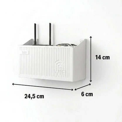 Duvar Tipi Wi-Fi Modem Saklama Kutusu(Beyaz) - Kablo Düzenleyici Router Raf Organizer (5347)