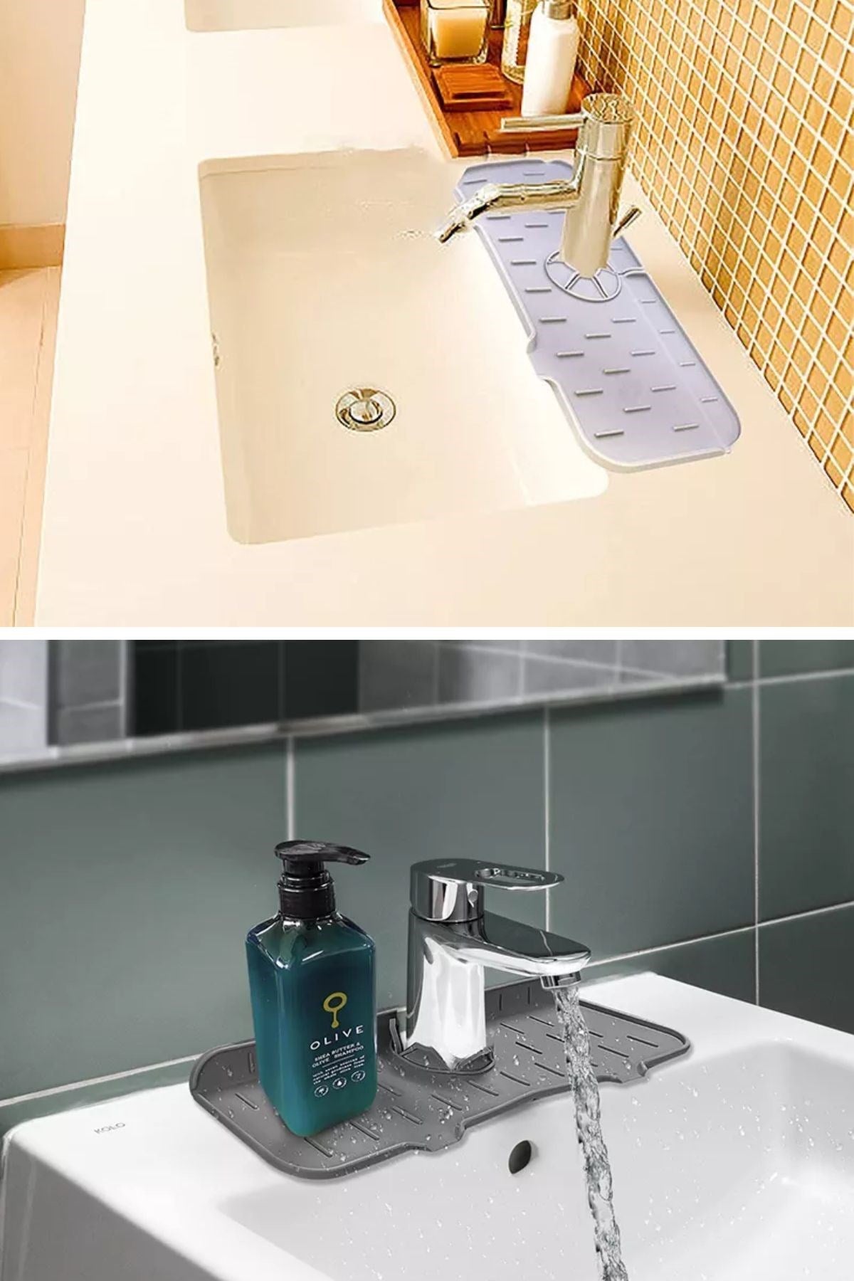 Starixa® Lavabo İçin Silikon Esnek Mat Musluk Sapı Damlama Tutucu Raf Mutfak Tezgahı Sıçrama Koruma