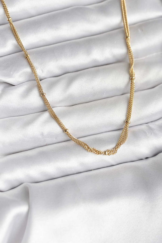 Mey İthalat® 14K Gold Renk Kaplama Topçuk Zincirli Model CM Kadın Kolye